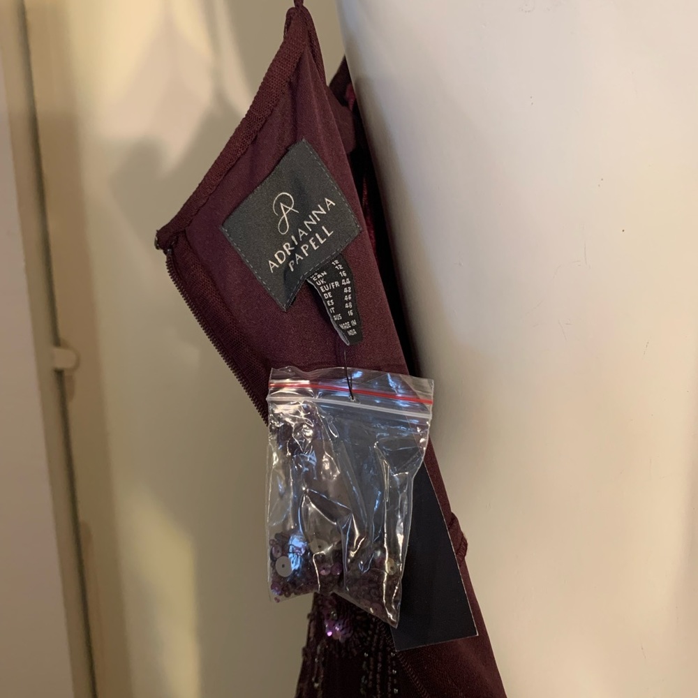 Adrianna Papell Plum Beaded Spaghetti-Strap Maxi Dress - Picture 10 of 10